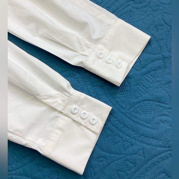 Nylon Apparel USA Shirt Ruffle Button-Up Blouse Ivory Size Large - Picture 14 of 16